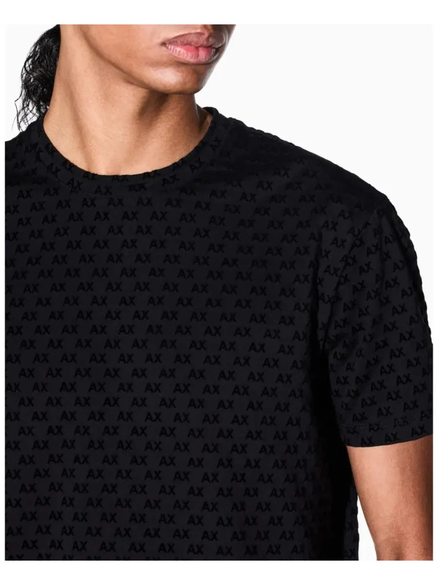 Футболка с принтом Flocked All Over Logo A|X Armani Exchange — изображение 8 из 8, черный