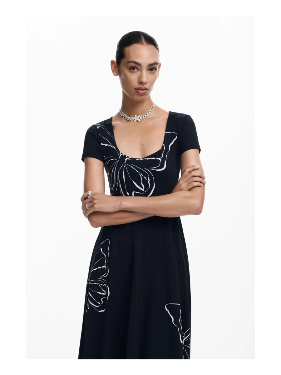 Женское миди-платье Бабочка Desigual — изображение 2 из 5, черный