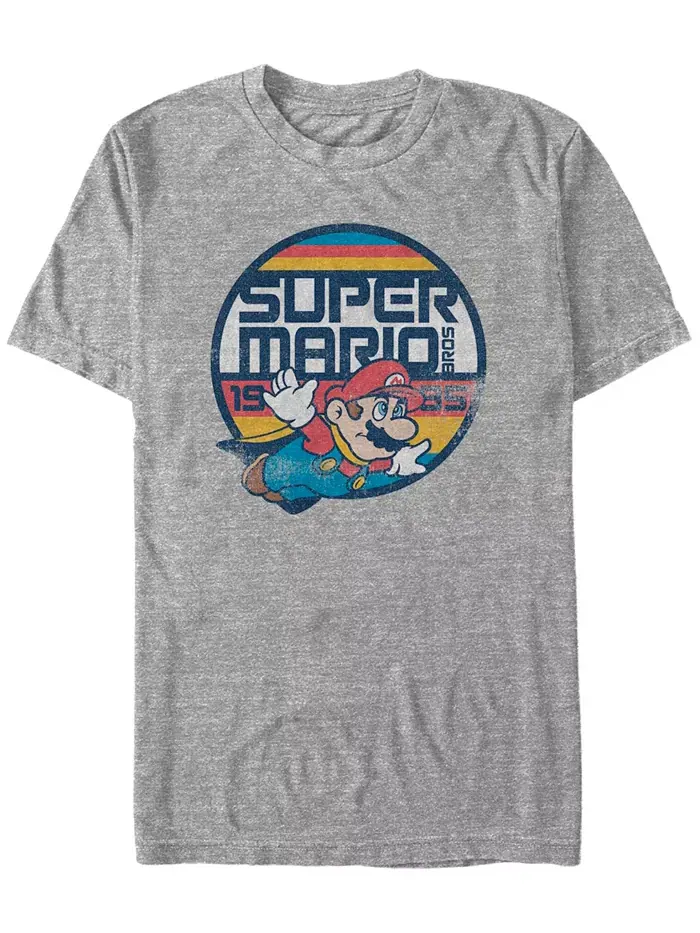 Футболка с коротким рукавом Nintendo Men's Super Mario Flying Mario Fifth Sun — изображение 1 из 1, серый