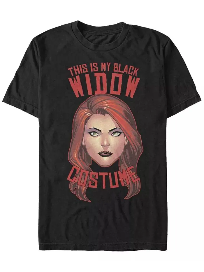 Мужская футболка с коротким рукавом Marvel Avengers Black Widow Halloween Costume Fifth Sun — изображение 1 из 1, черный