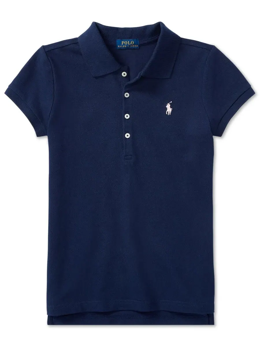 Поло-рубашки из сетчатой ткани для девочек от Ralph Lauren Polo Ralph Lauren — изображение 1 из 5, темно-синий