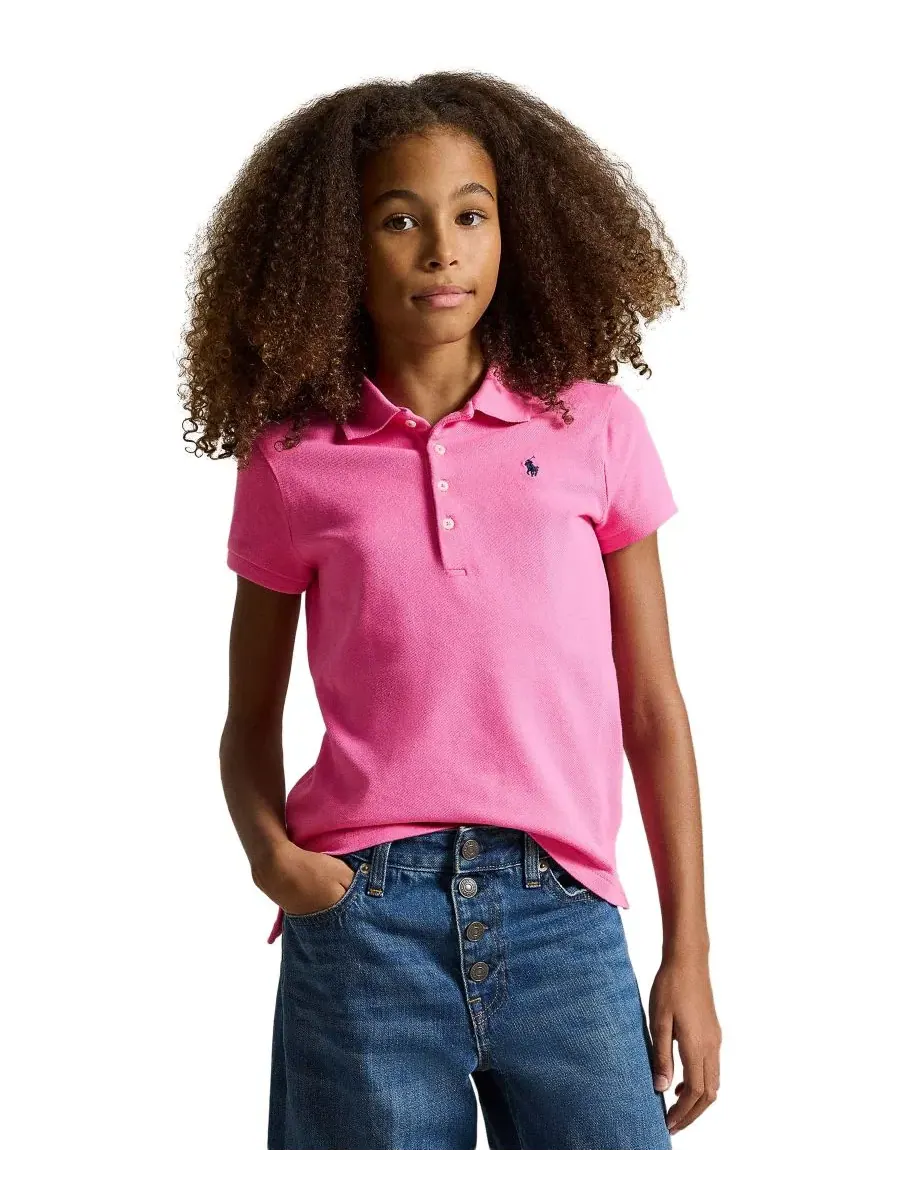 Поло-рубашки из сетчатой ткани для девочек от Ralph Lauren Polo Ralph Lauren — изображение 4 из 5, розовый