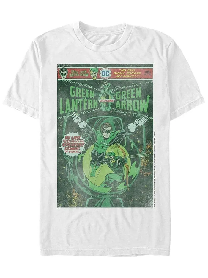 Мужская футболка DC Green Lantern Starring Green Arrow Comic Cover с короткими рукавами Fifth Sun — изображение 1 из 1, белый