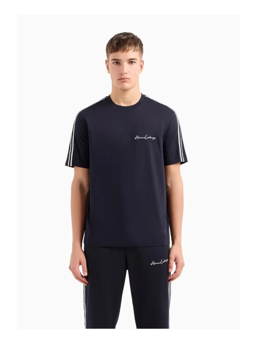 Мужская футболка с фирменным логотипом A|X Armani Exchange — изображение 1 из 4, темно-синий