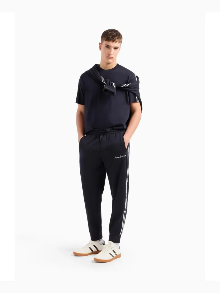 Мужская футболка с фирменным логотипом A|X Armani Exchange — изображение 3 из 4, темно-синий