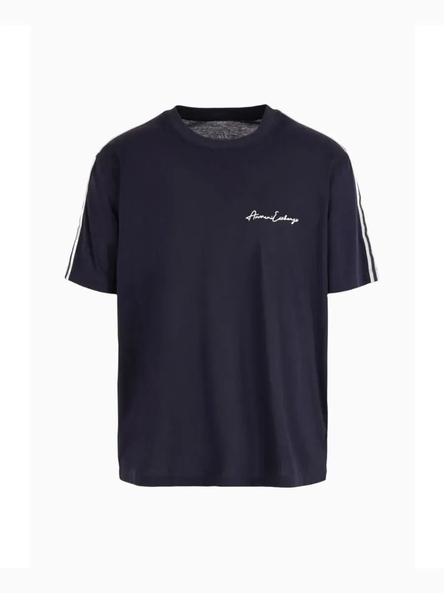 Мужская футболка с фирменным логотипом A|X Armani Exchange — изображение 4 из 4, темно-синий