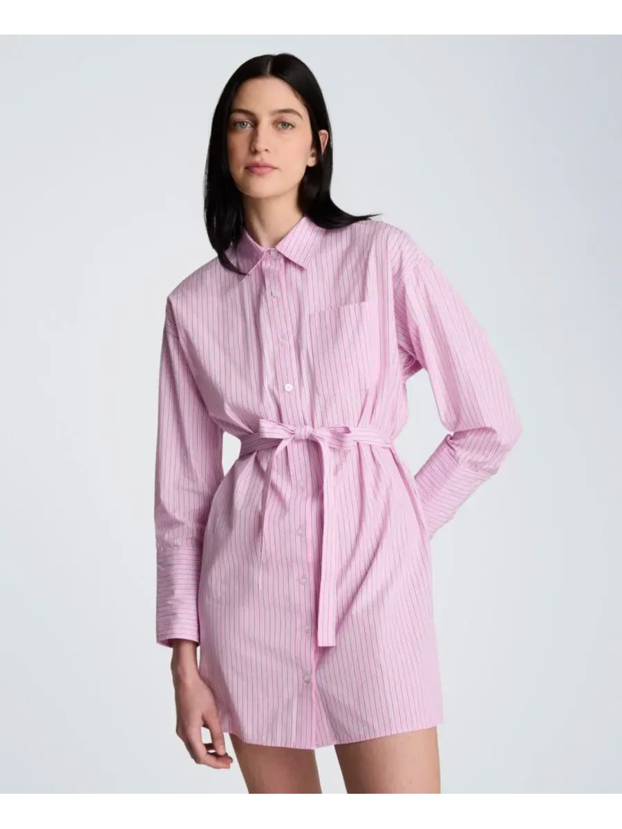 Женское полосатое мини-платье-рубашка Kenneth Cole — изображение 2 из 7, розовый мульти