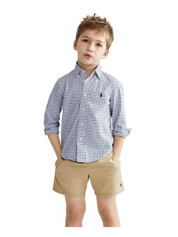 Рубашка в клетку из хлопка для малышей и маленьких мальчиков Polo Ralph Lauren — изображение 1 из 4, синий мульти