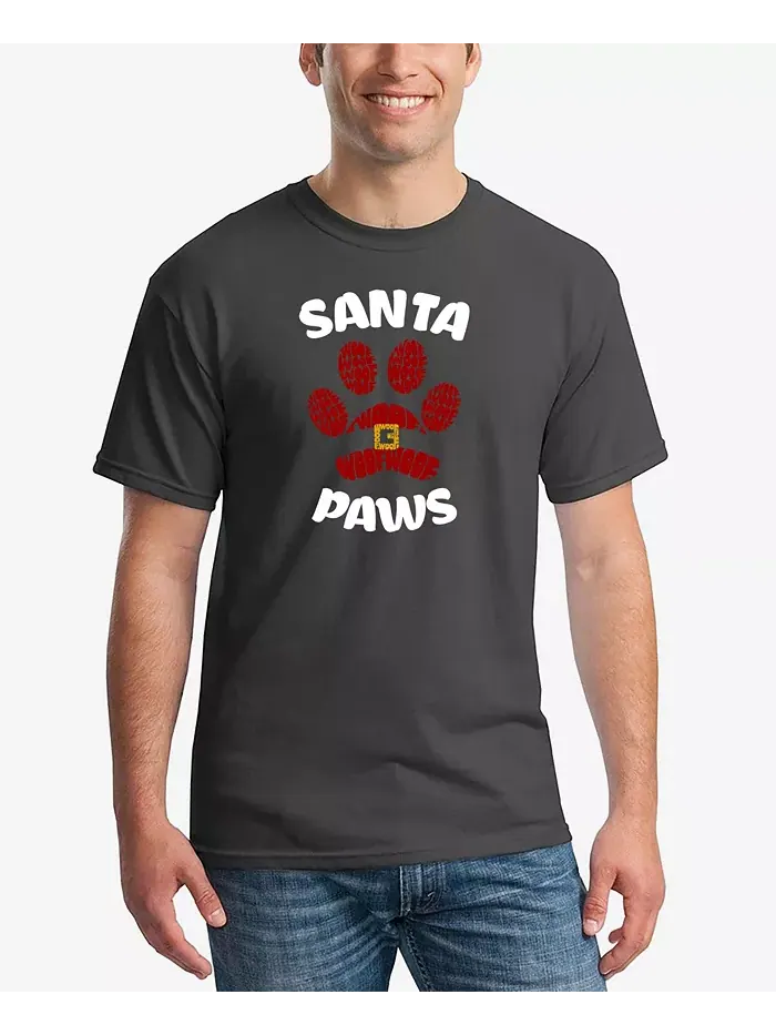 Мужская футболка Santa Paws с принтом LA Pop Art — изображение 1 из 2, серый