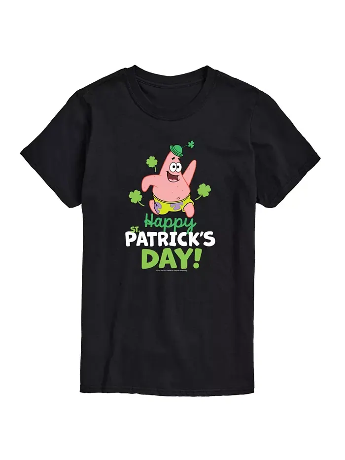 Мужская футболка с коротким рукавом SpongeBob SquarePants Happy Patrick's Day AIRWAVES — изображение 1 из 3, черный