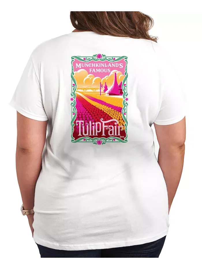 Футболка больших размеров Wicked Munchkinlands с принтом знаменитой ярмарки тюльпанов Hybrid Apparel — изображение 1 из 3