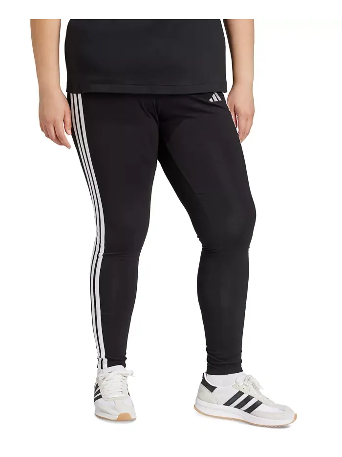 Хлопковые леггинсы с тремя полосками, размеры Plus Size Essentials, XXS-4X adidas — изображение 2 из 2, черный/белый