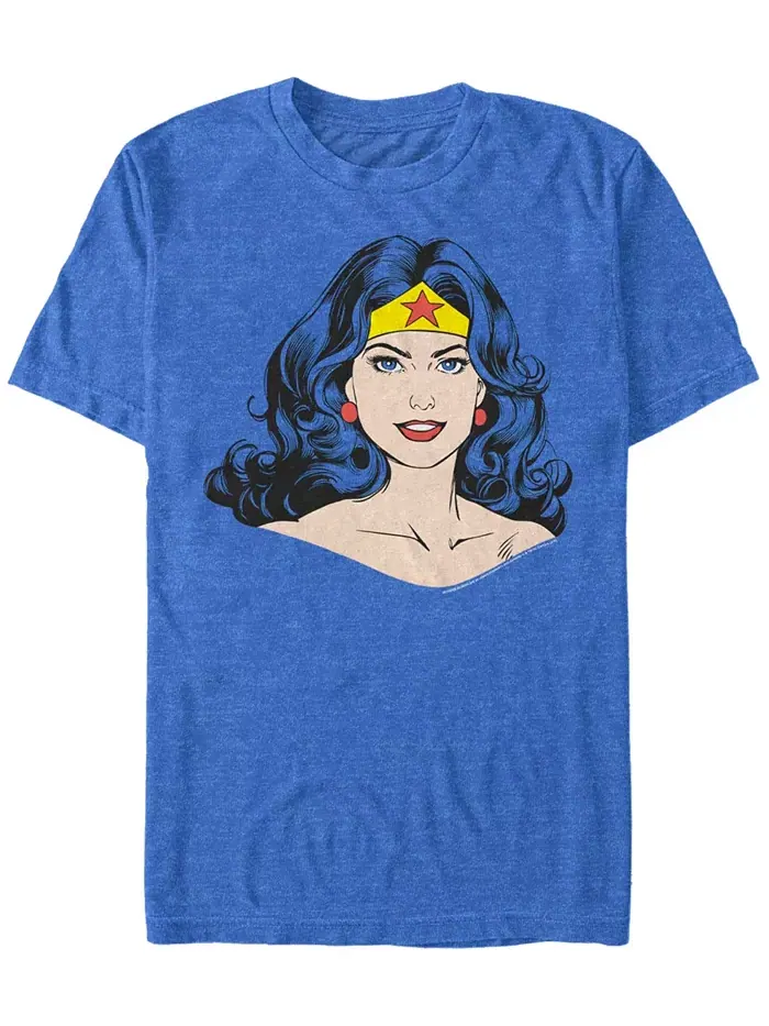 Мужская футболка с коротким рукавом Wonder Woman Just Big Face Fifth Sun — изображение 1 из 1, синий