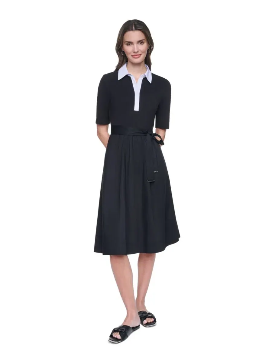 Платье-рубашка с воротником и коротким рукавом DKNY