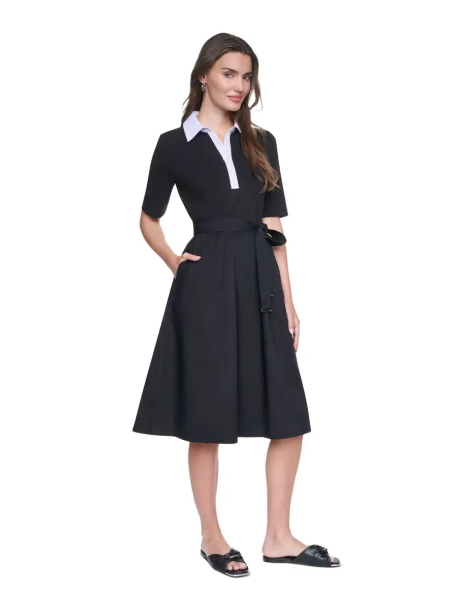 Платье-рубашка с воротником и коротким рукавом DKNY — изображение 3 из 6, черный