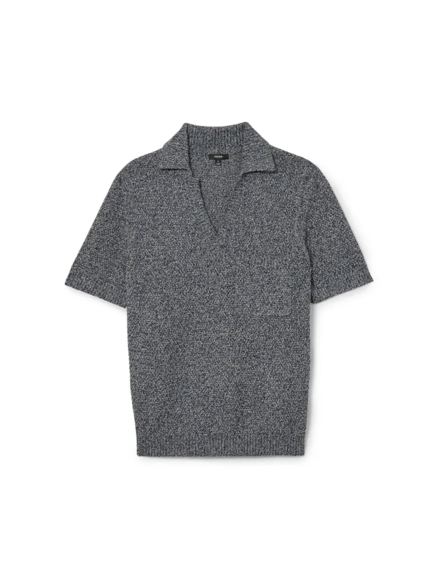 Мужское поло с открытым воротником, с фактурным вязанием, Owen Speckle-Knit REISS — изображение 2 из 5, индиго синий