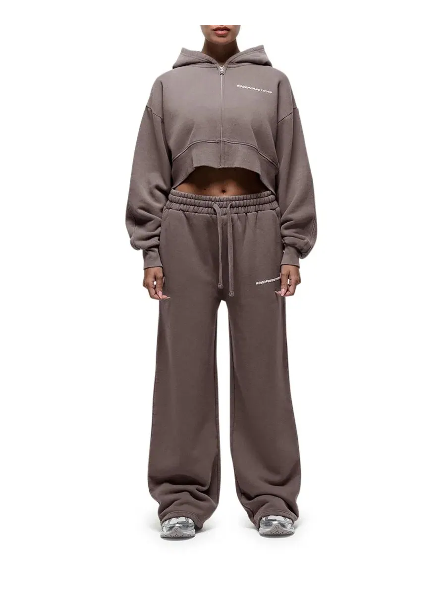 Худи-кроп с молнией Vintage Crop Zip Good For Nothing — изображение 3 из 4, коричневый