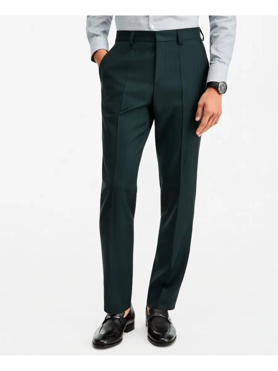 Брюки классические в полоску Modern-Fit Hugo Boss — изображение 2 из 6, зеленый