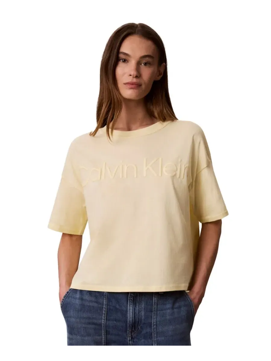 Футболка женская с объемным графичным логотипом, укороченная Calvin Klein Performance
