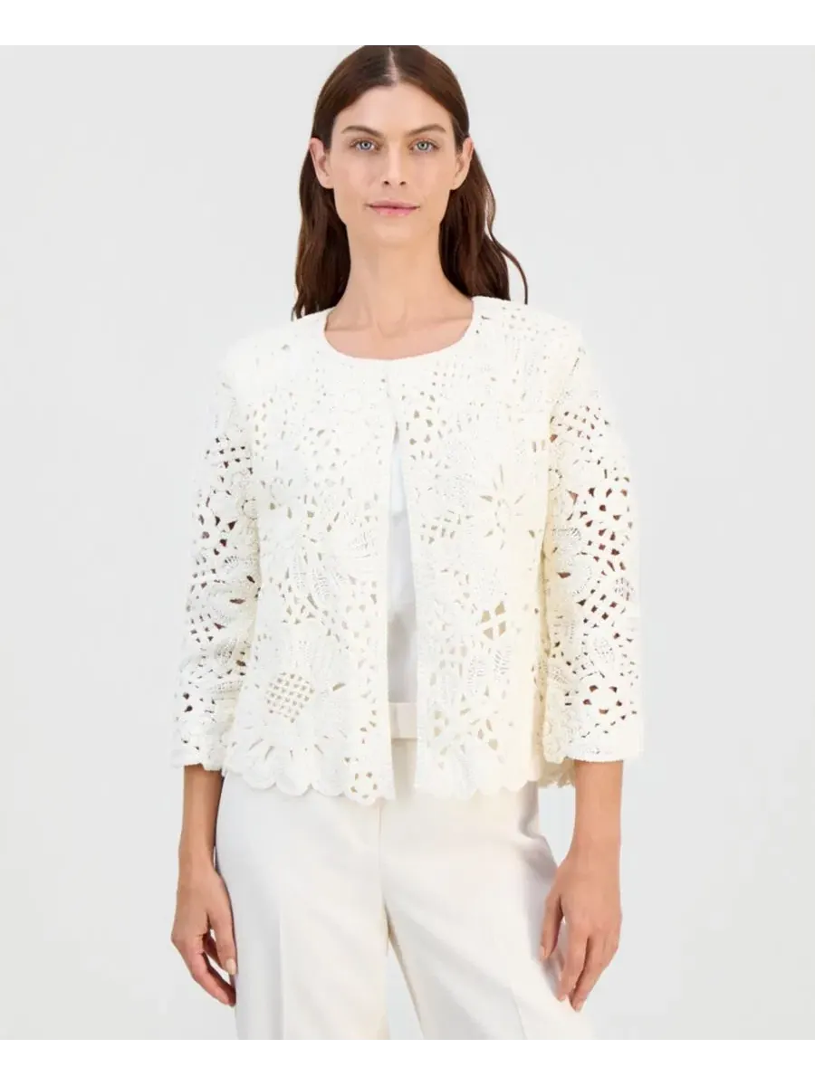 Кардиган женский с длинным рукавом, с цветочным ажурным узором Anne Klein