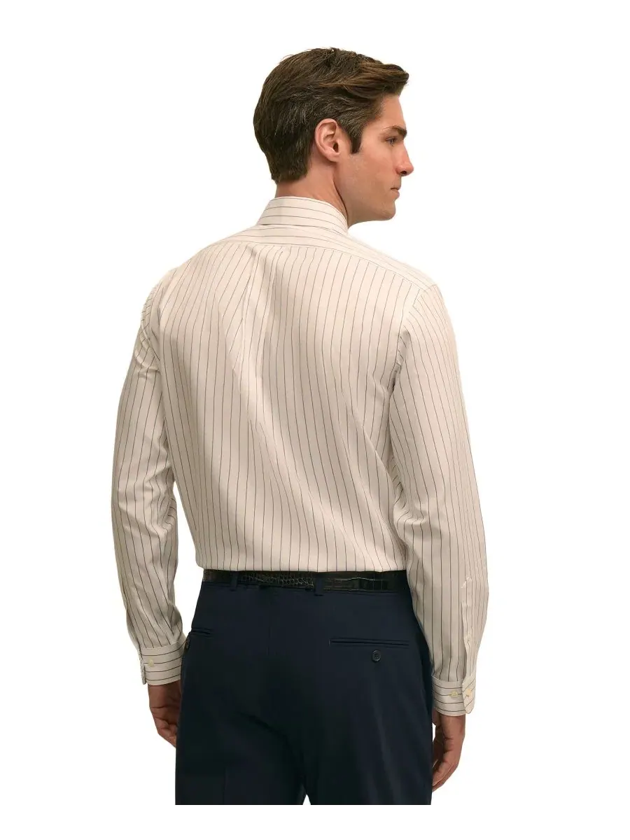 Мужская рубашка с воротником-распашкой, слим-фит, хлопковая B By Brooks Brothers — изображение 3 из 3, бежевый
