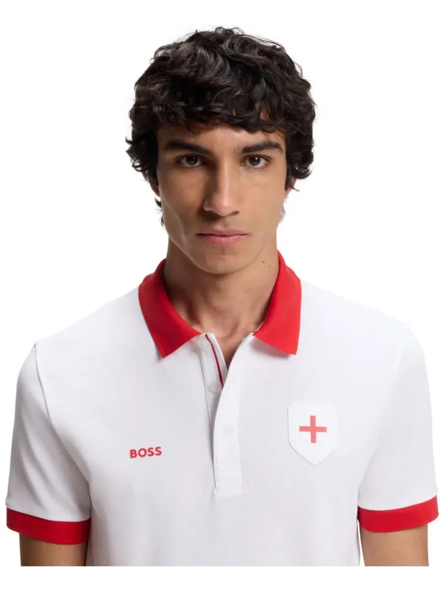 Поло с принтом Paddy England Country Flag Trim Hugo Boss — изображение 4 из 5, белый