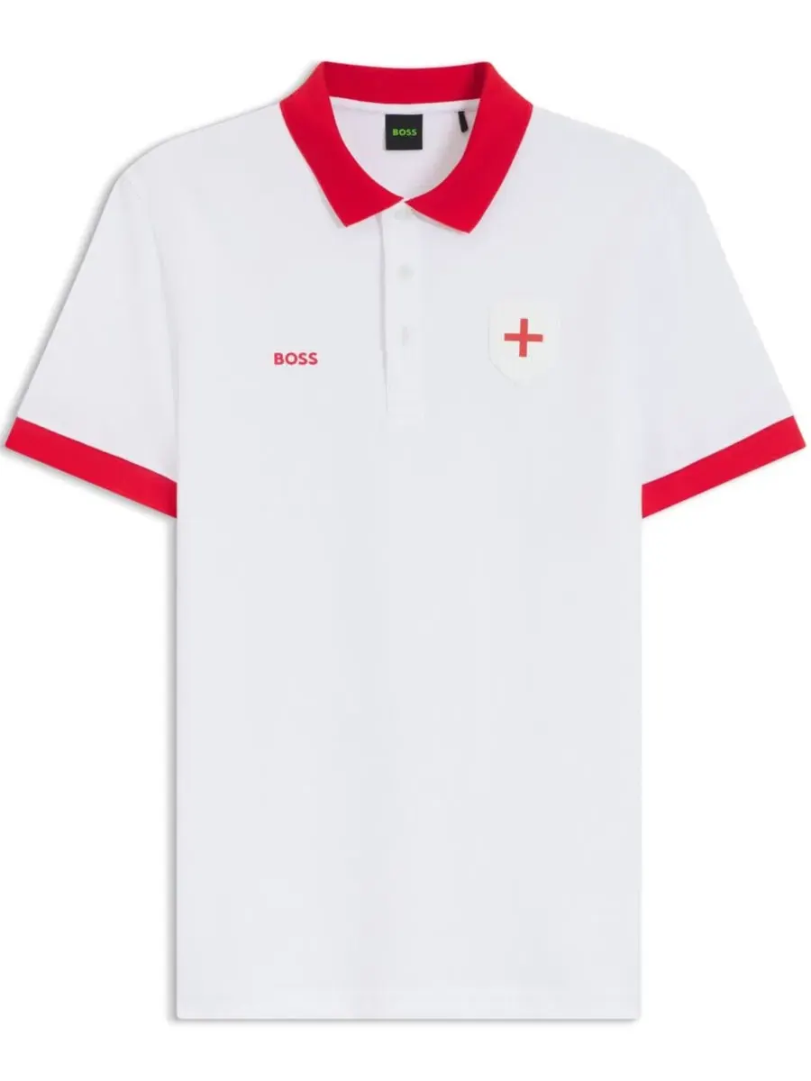 Поло с принтом Paddy England Country Flag Trim Hugo Boss — изображение 5 из 5, белый
