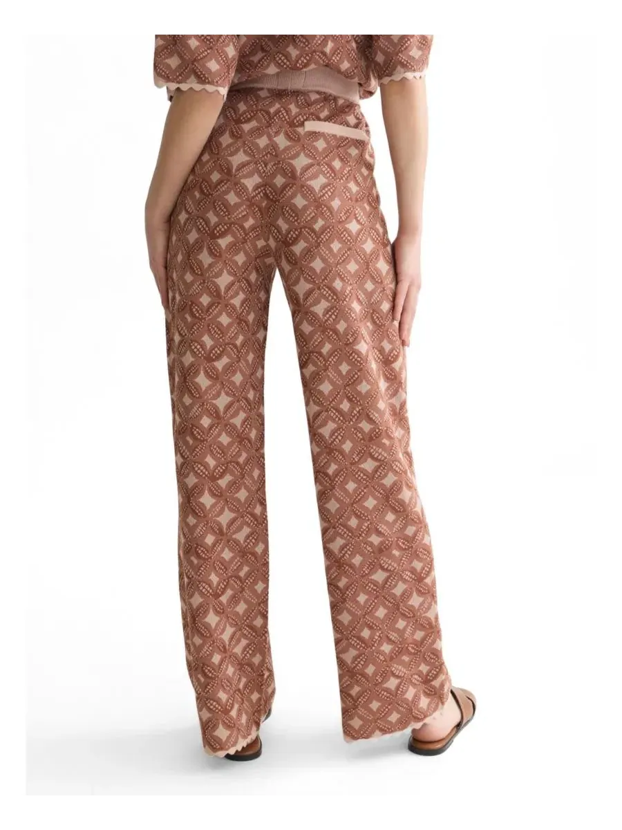 Женские джаккардовые трикотажные брюки свободного кроя, модель Jacquard Knitted Relaxed-Fit — изображение 2 из 5, розовый