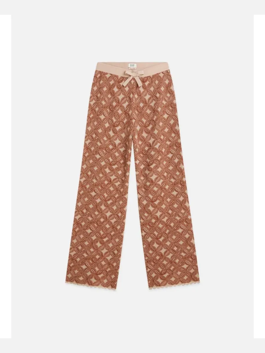 Женские джаккардовые трикотажные брюки свободного кроя, модель Jacquard Knitted Relaxed-Fit — изображение 4 из 5, розовый