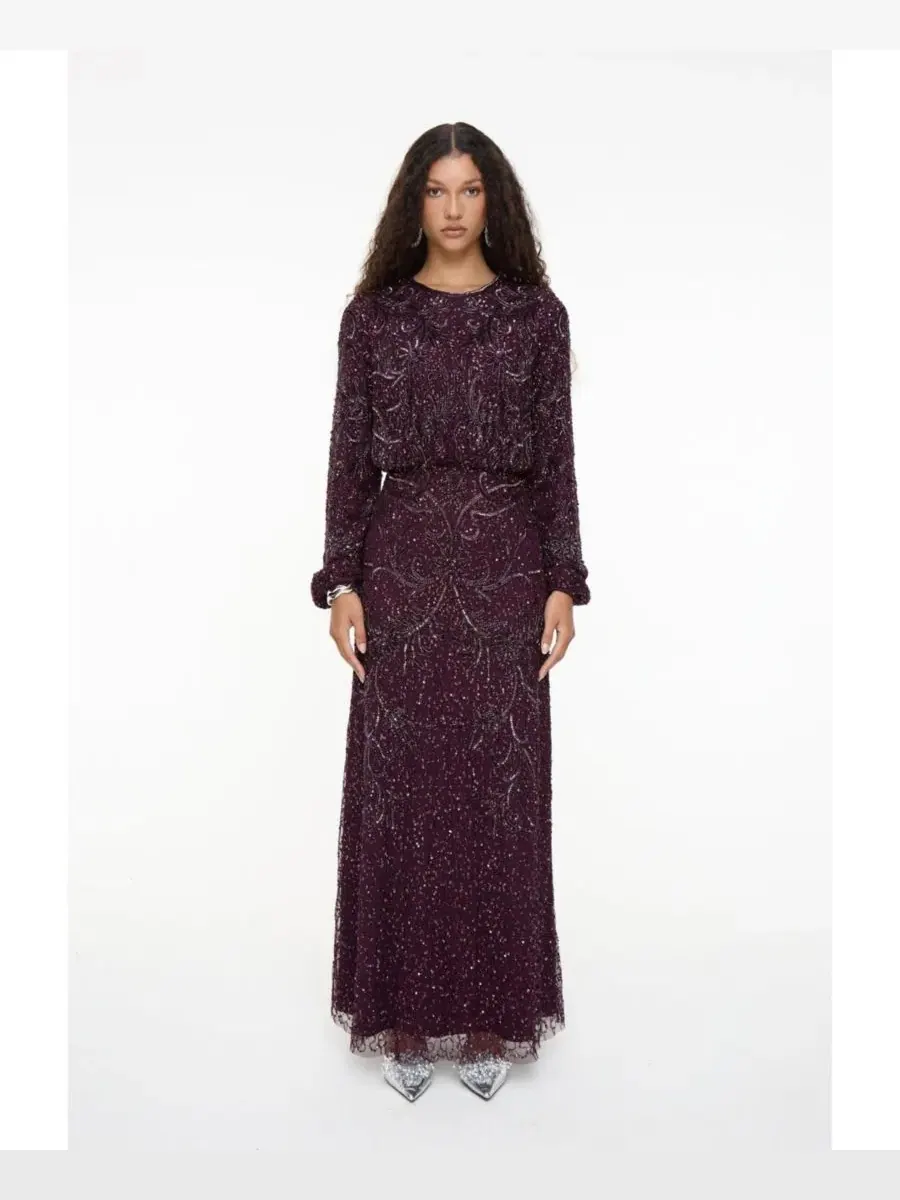 Платье-макси с пайетками и вышивкой, модель Embellished Sequin Maryisa
