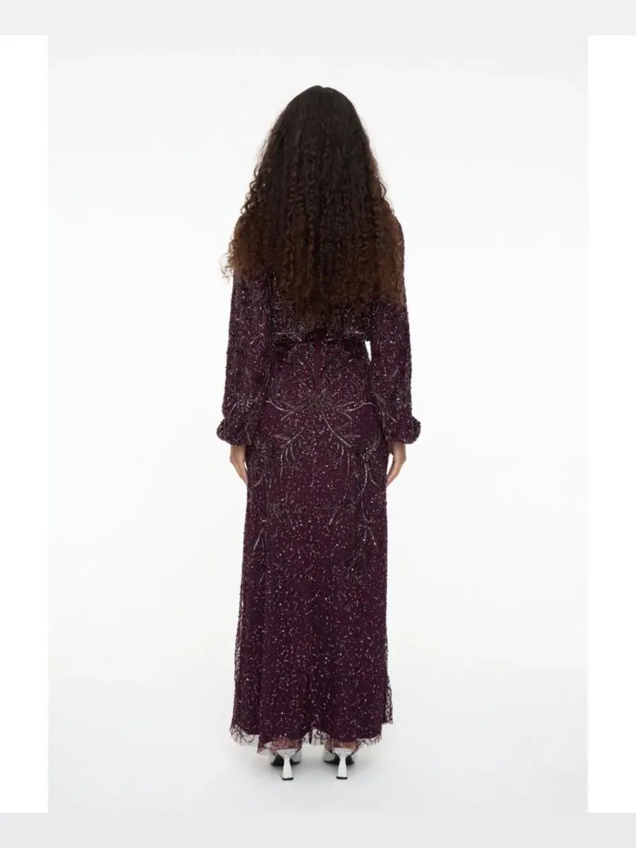 Платье-макси с пайетками и вышивкой, модель Embellished Sequin Maryisa — изображение 5 из 5, сирень