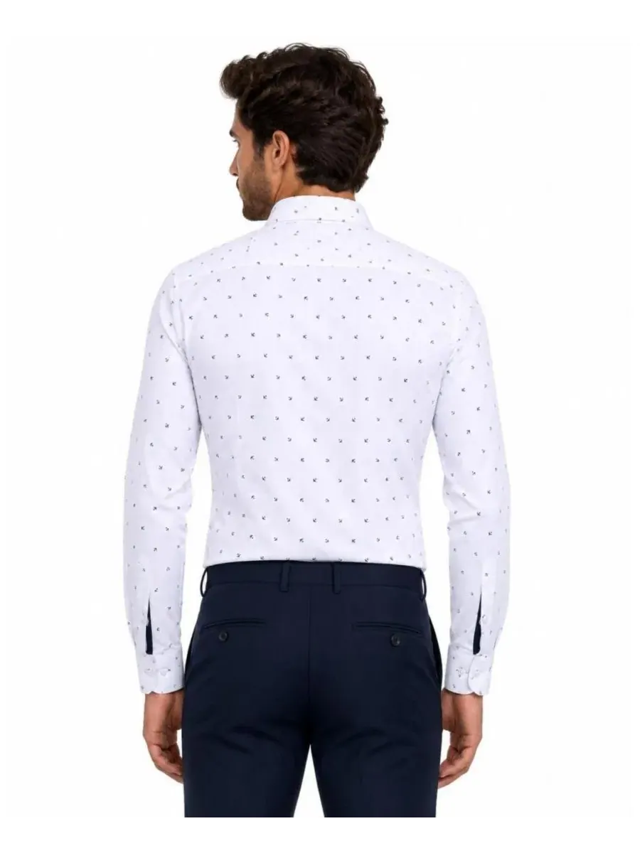 Мужская рубашка с длинным рукавом, Slim Fit Elie Balleh — изображение 2 из 5, белый