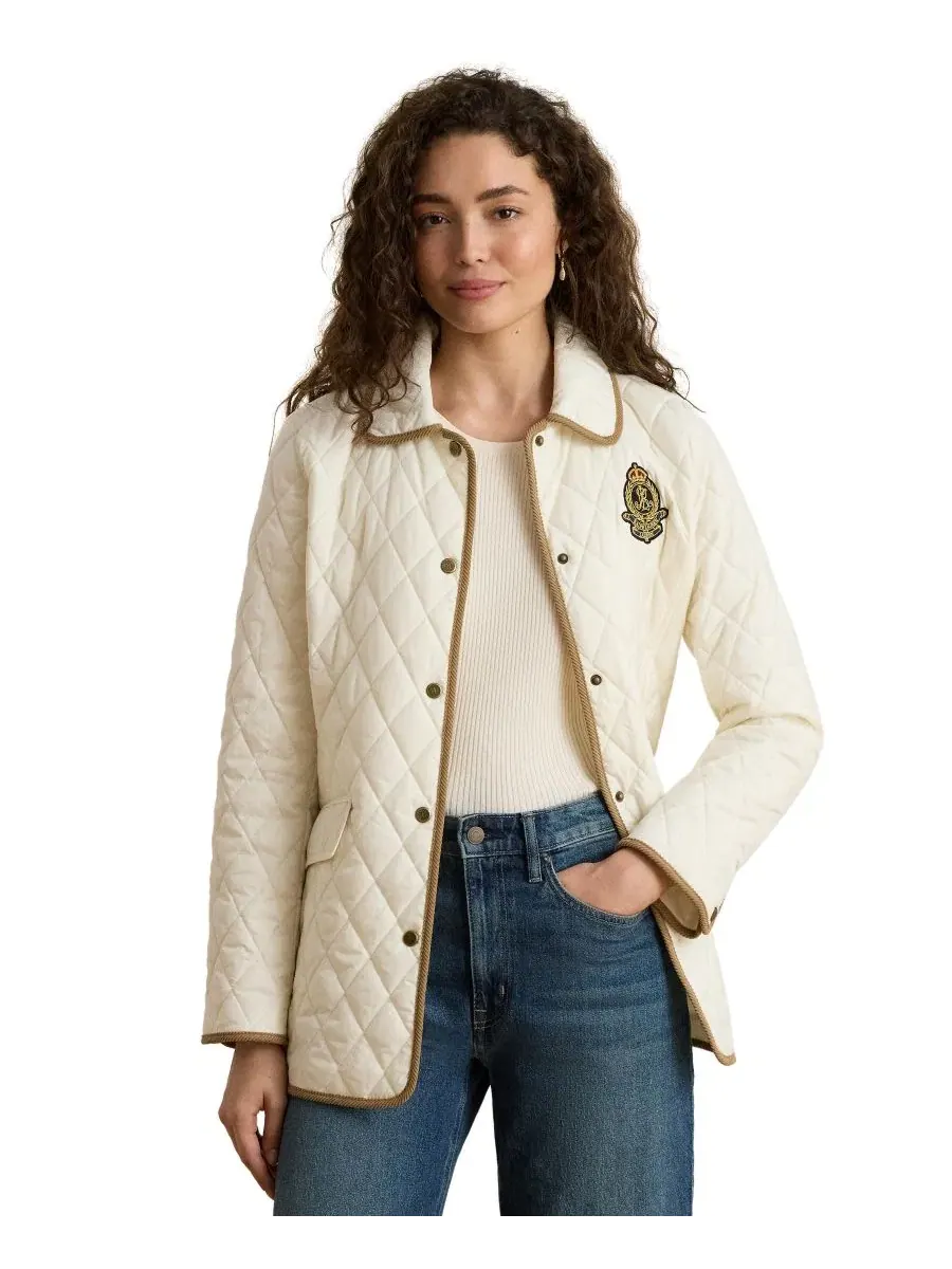 Женский стеганый жакет с гербом Lauren Ralph Lauren — изображение 1 из 5, бежевый