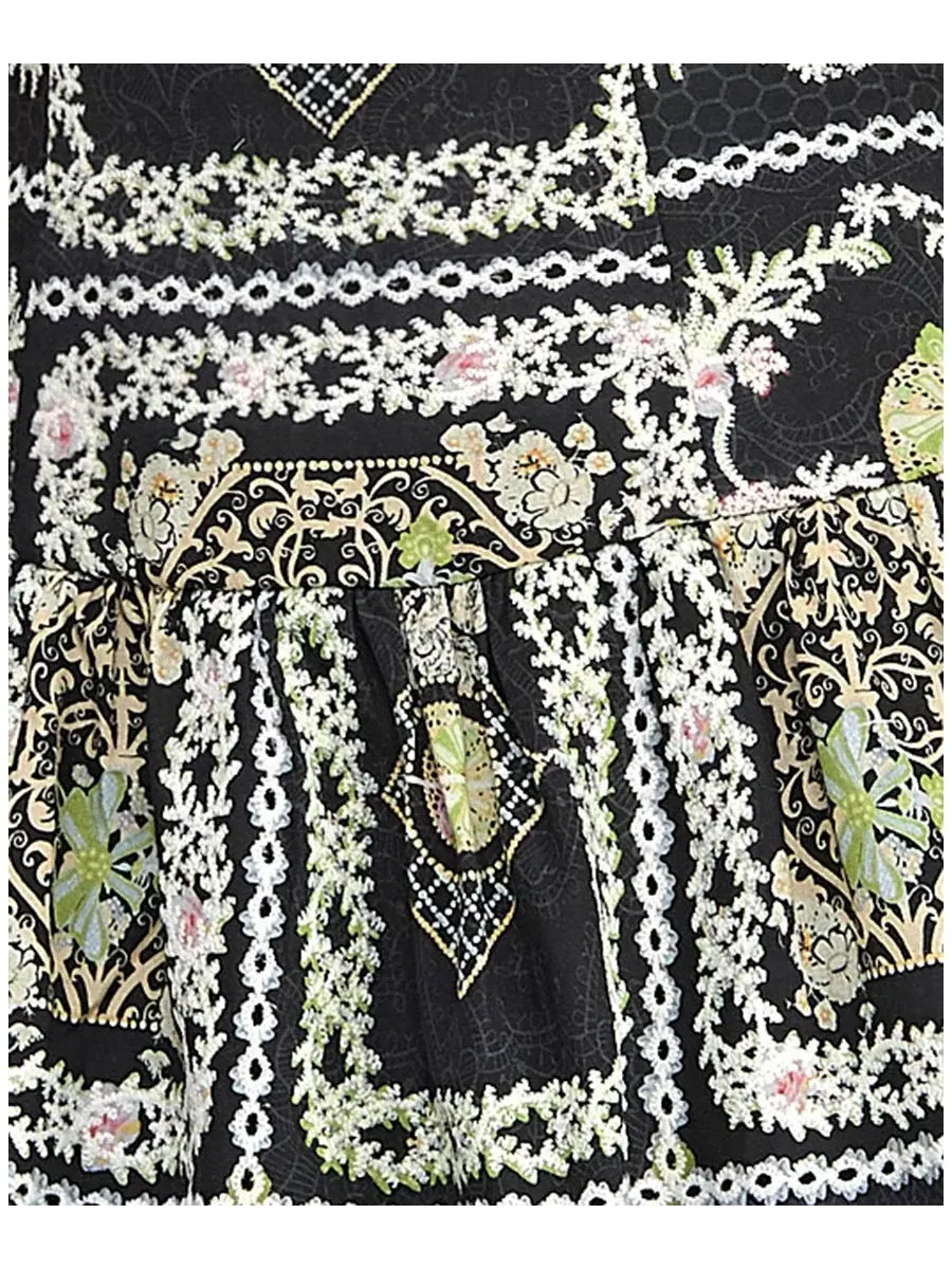 Платье короткое с квадратным вырезом, принт, модель Printed Square Neck Eyelet Drop Waist SENI & — изображение 6 из 6