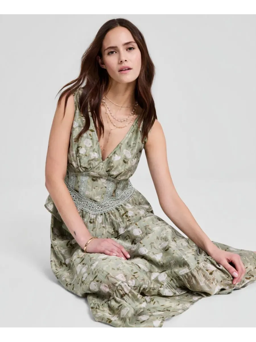 Платье макси с корсетом и пеплумом And Now This, Herbal Sage Floral — изображение 2 из 5