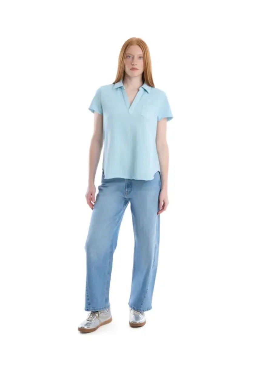 Футболка-поло с нагрудным карманом и вырезом сзади, модель Chest Pocket Polo Tee WILT — изображение 2 из 7, синий