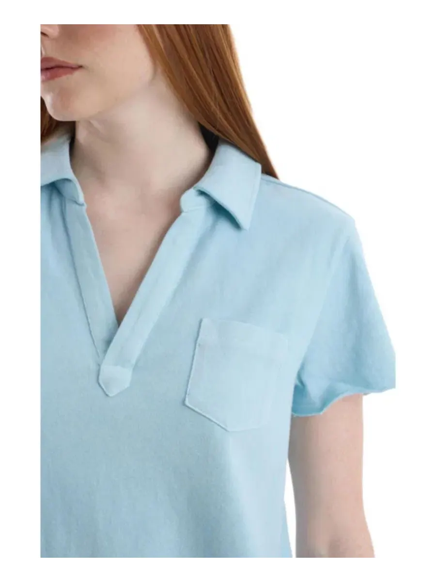 Футболка-поло с нагрудным карманом и вырезом сзади, модель Chest Pocket Polo Tee WILT — изображение 3 из 7, синий