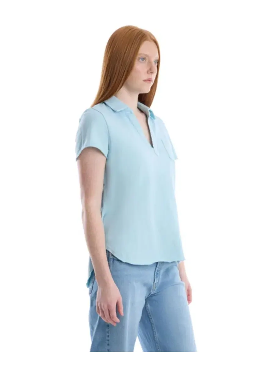 Футболка-поло с нагрудным карманом и вырезом сзади, модель Chest Pocket Polo Tee WILT — изображение 4 из 7, синий
