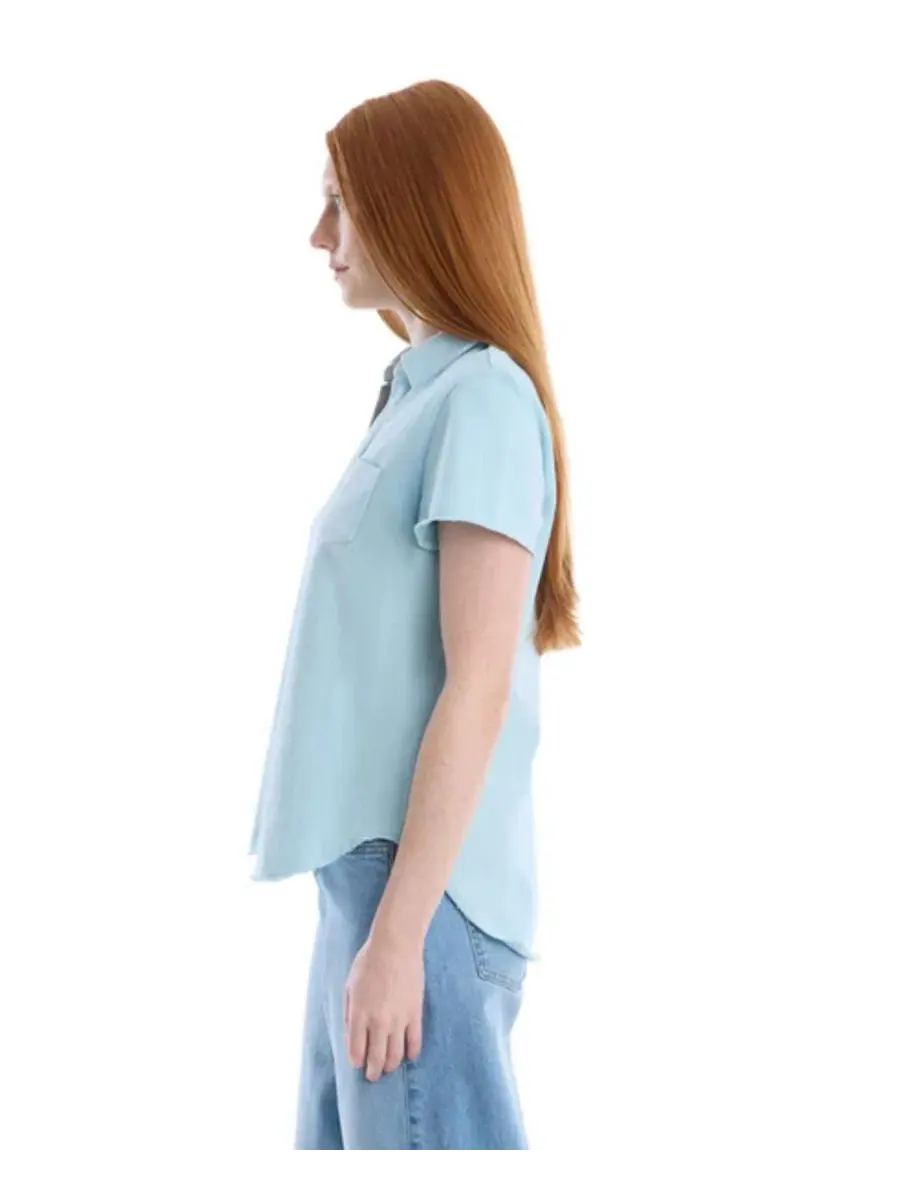 Футболка-поло с нагрудным карманом и вырезом сзади, модель Chest Pocket Polo Tee WILT — изображение 5 из 7, синий