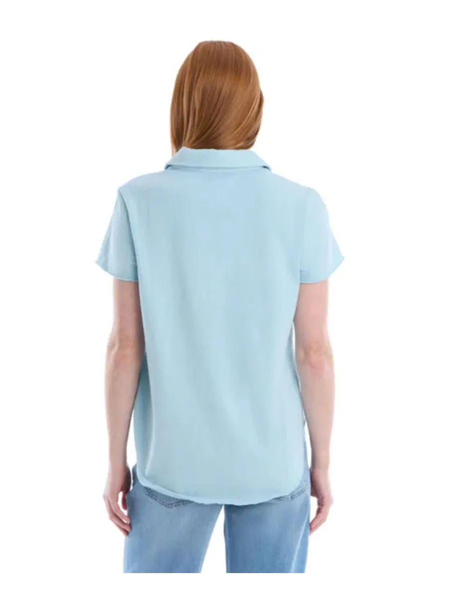 Футболка-поло с нагрудным карманом и вырезом сзади, модель Chest Pocket Polo Tee WILT — изображение 6 из 7, синий