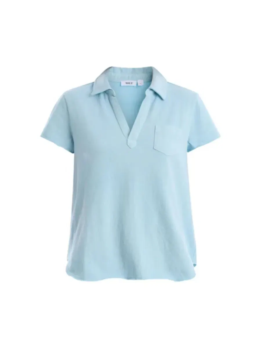 Футболка-поло с нагрудным карманом и вырезом сзади, модель Chest Pocket Polo Tee WILT — изображение 7 из 7, синий