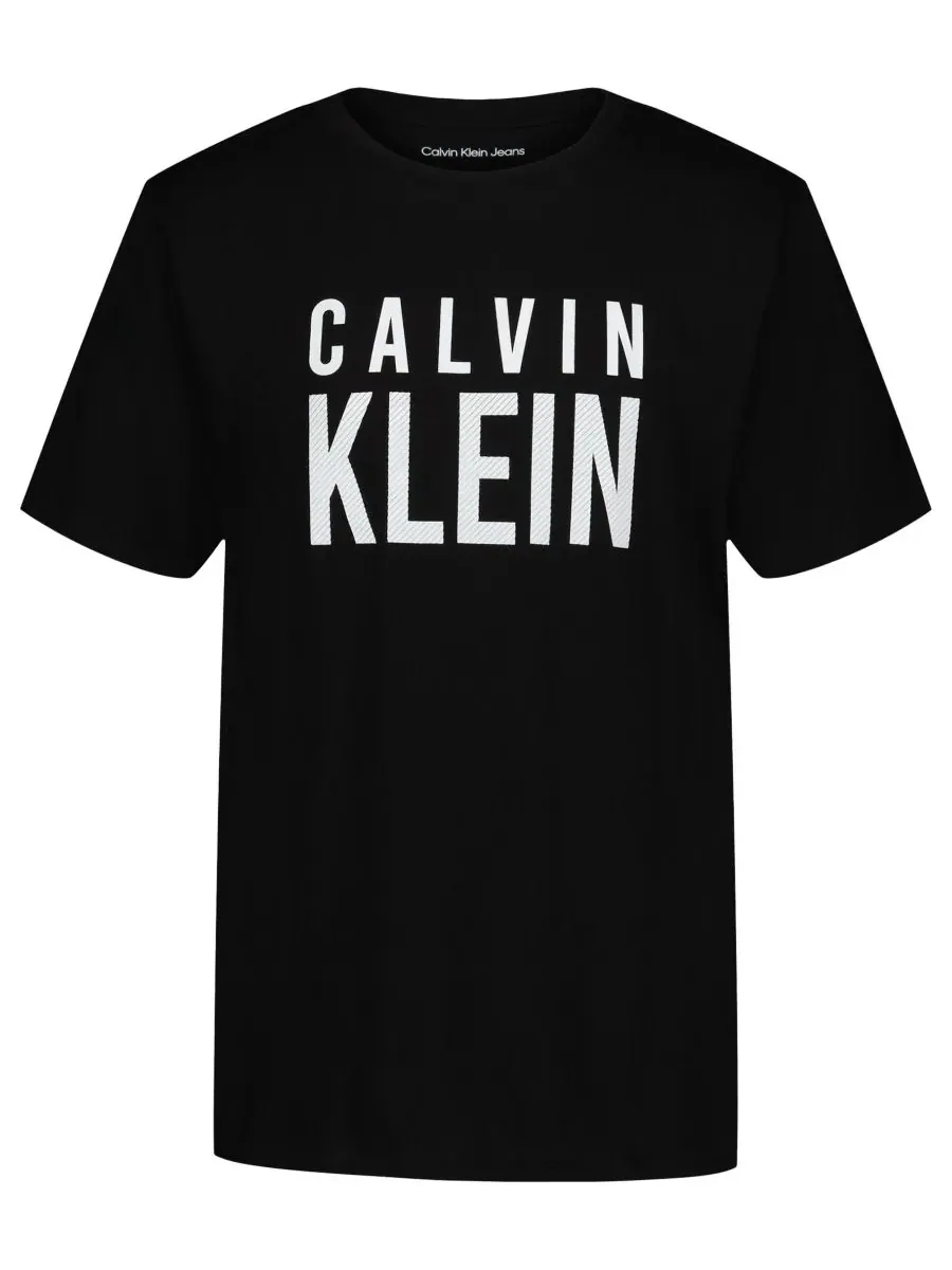Детская футболка CK Structure с коротким рукавом и круглым вырезом, размер 8-20 Calvin Klein — изображение 1 из 5, черный