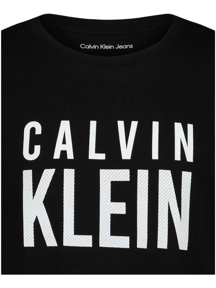 Детская футболка CK Structure с коротким рукавом и круглым вырезом, размер 8-20 Calvin Klein — изображение 4 из 5, черный
