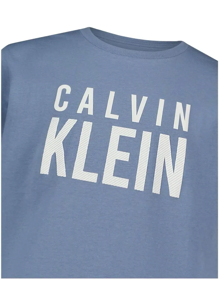 Детская футболка CK Structure с коротким рукавом и круглым вырезом, размер 8-20 Calvin Klein — изображение 5 из 5, синий