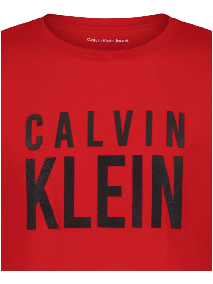 Детская футболка CK Structure с коротким рукавом и круглым вырезом, размер 8-20 Calvin Klein — изображение 3 из 5, красный
