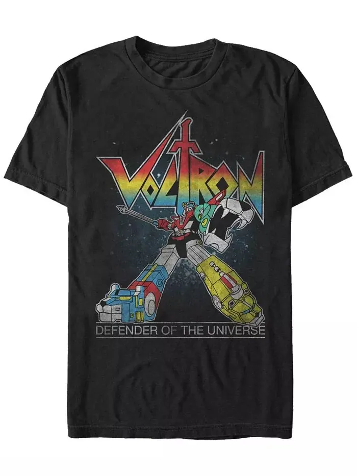 Voltron: Defender of the Universe Мужская ретро-радужная футболка с коротким рукавом Defender Of — изображение 1 из 1, черный