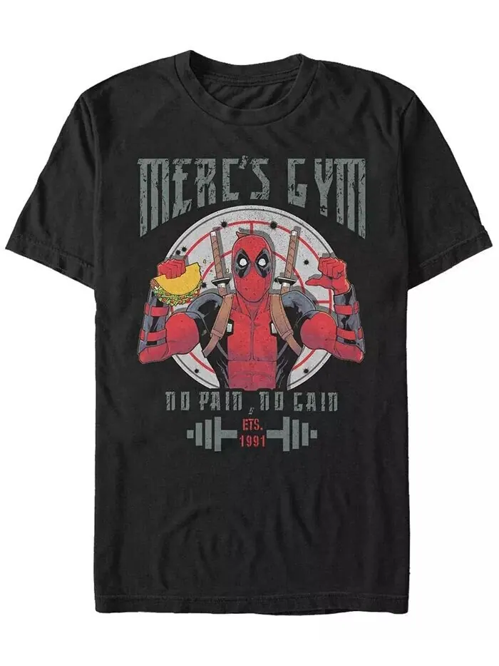 Футболка с коротким рукавом для мужчин Marvel Deadpool Merc's Gym Fifth Sun — изображение 1 из 1, черный