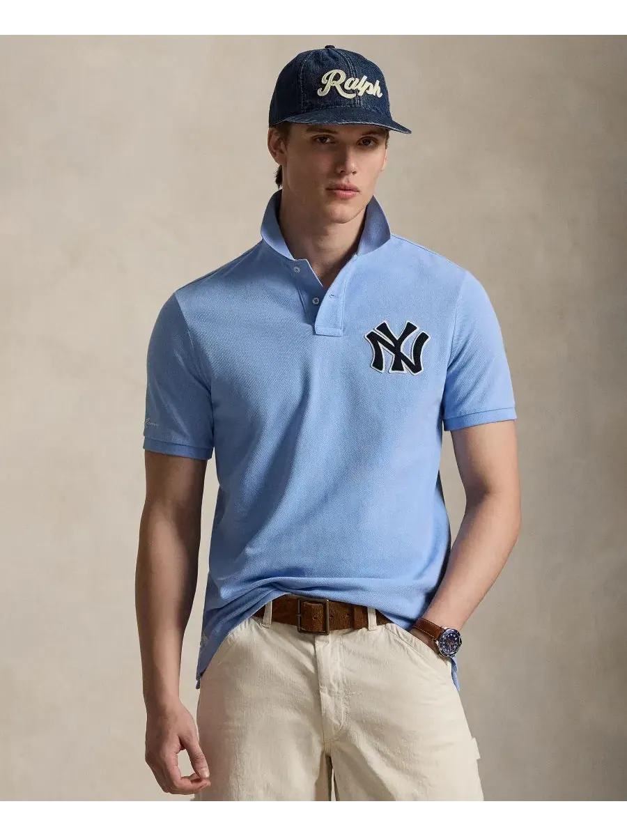 Мужская сетчатая рубашка-поло с логотипом Yankees Polo Ralph Lauren