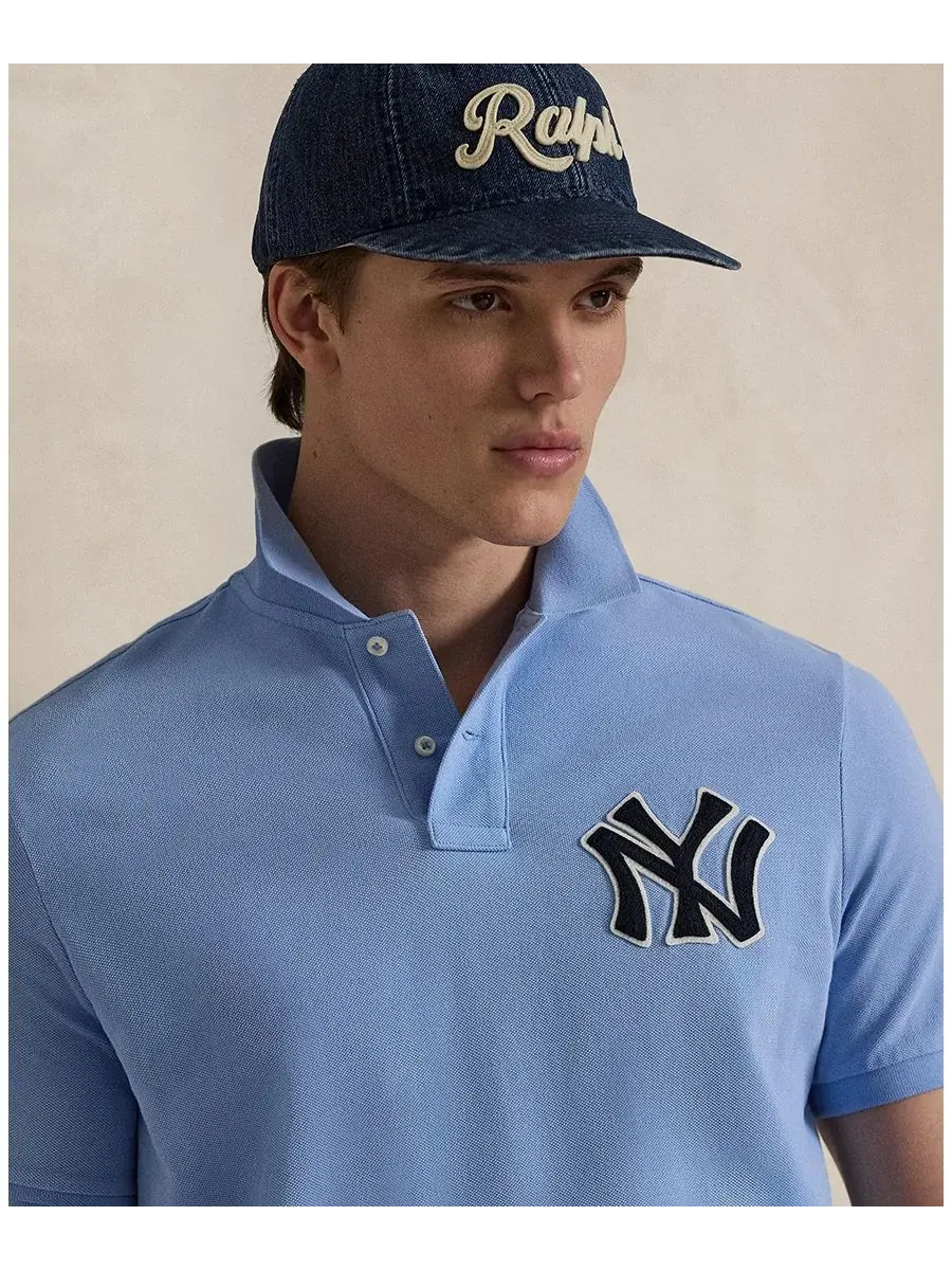 Мужская сетчатая рубашка-поло с логотипом Yankees Polo Ralph Lauren — изображение 3 из 5, синий