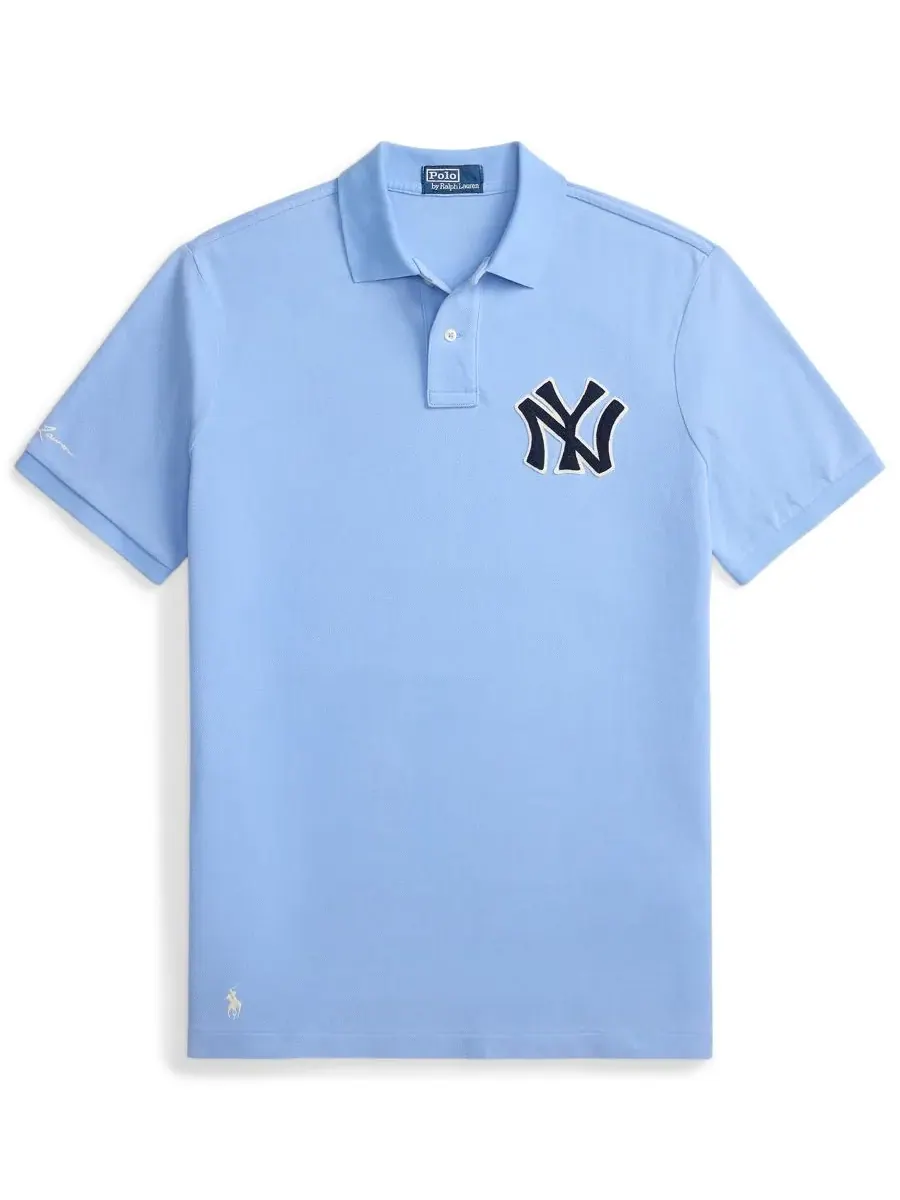 Мужская сетчатая рубашка-поло с логотипом Yankees Polo Ralph Lauren — изображение 5 из 5, синий